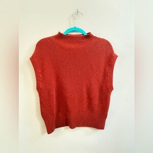 Maeve Anthropologie Rust Mock-Neck Comfy Sleeveless Muscle Sweater Shirt Top